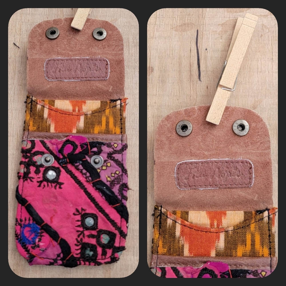 🌋👽 Free People Boho Embroidered Repurposed vtg banjara hippie Wallet card case - Picture 3 of 16